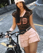 Camo Patchwork Contrast Trim Fitted Tee - COPPING THREADS - Yokuku