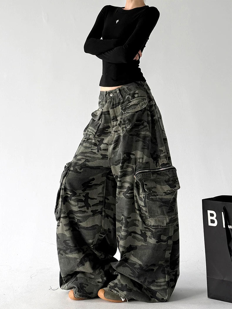 Camouflage Cargo Wide-Leg Pants - COPPING THREADS - CT ORIGINALS