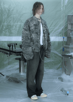 Camouflage Thickened Destroyed Loose Bomber Jacket - COPPING THREADS - TRECLUB