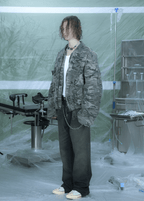 Camouflage Thickened Destroyed Loose Bomber Jacket - COPPING THREADS - TRECLUB