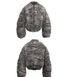 Camouflage Thickened Destroyed Loose Bomber Jacket - COPPING THREADS - TRECLUB