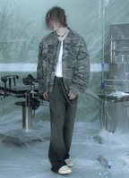 Camouflage Thickened Destroyed Loose Bomber Jacket - COPPING THREADS - TRECLUB