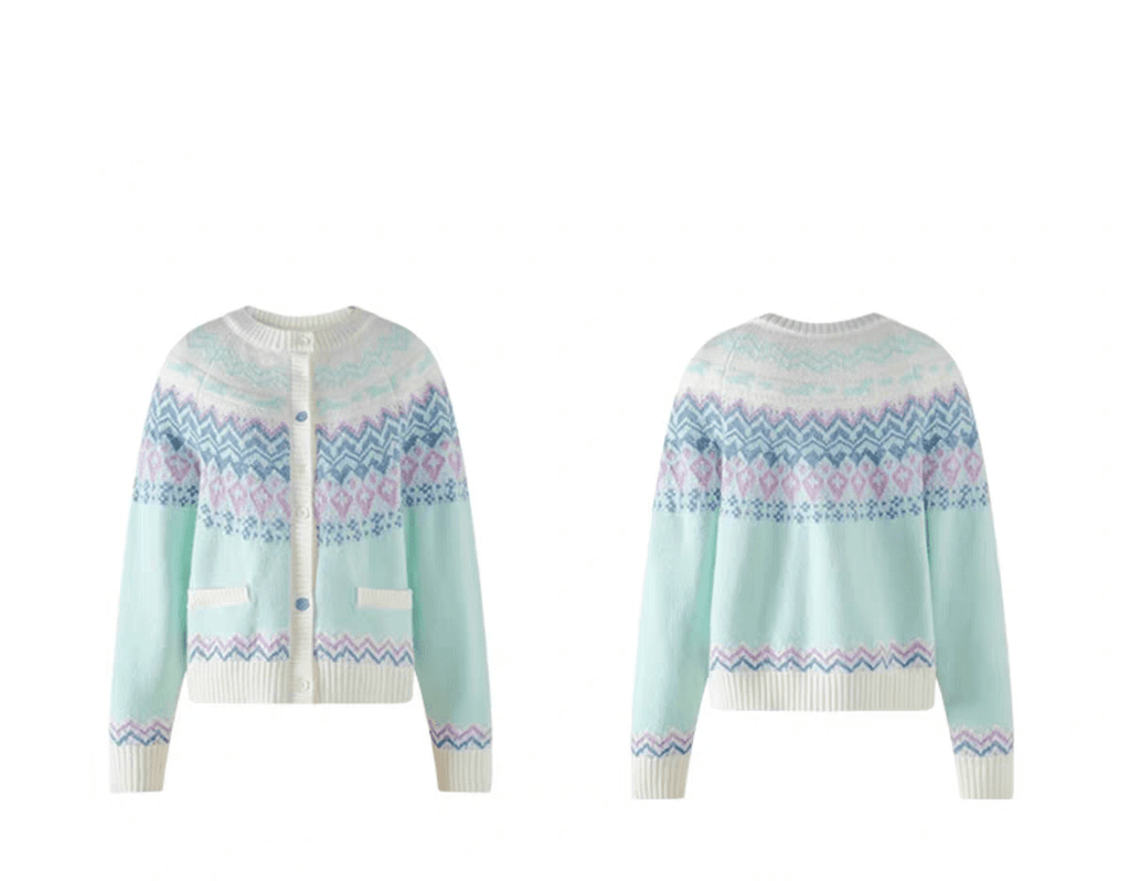 Candy Color Heart Pony Fair Isle Knitted Cardigan Sweater - COPPING THREADS - CHICISLAND