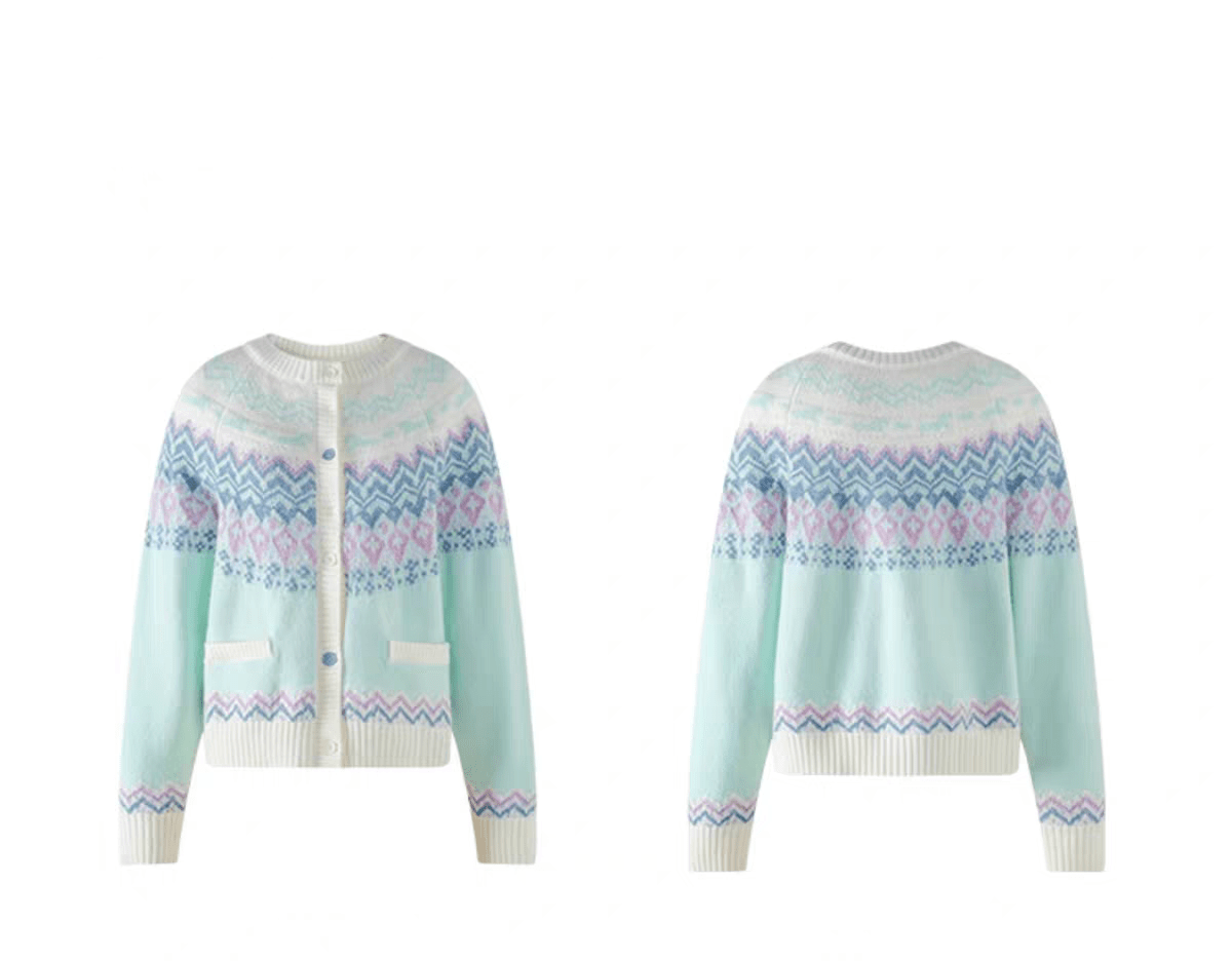 Candy Color Heart Pony Fair Isle Knitted Cardigan Sweater - COPPING THREADS - CHICISLAND