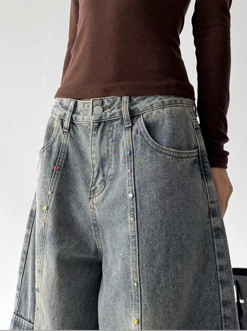 Cargo-Pocket Light-Wash Wide-Leg Jeans - COPPING THREADS - CT ORIGINALS