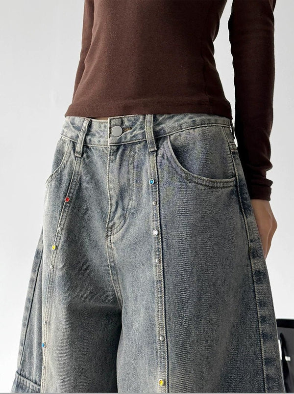Cargo-Pocket Light-Wash Wide-Leg Jeans - COPPING THREADS - CT ORIGINALS