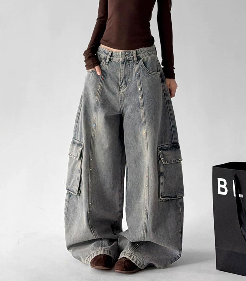Cargo-Pocket Light-Wash Wide-Leg Jeans - COPPING THREADS - CT ORIGINALS Main image