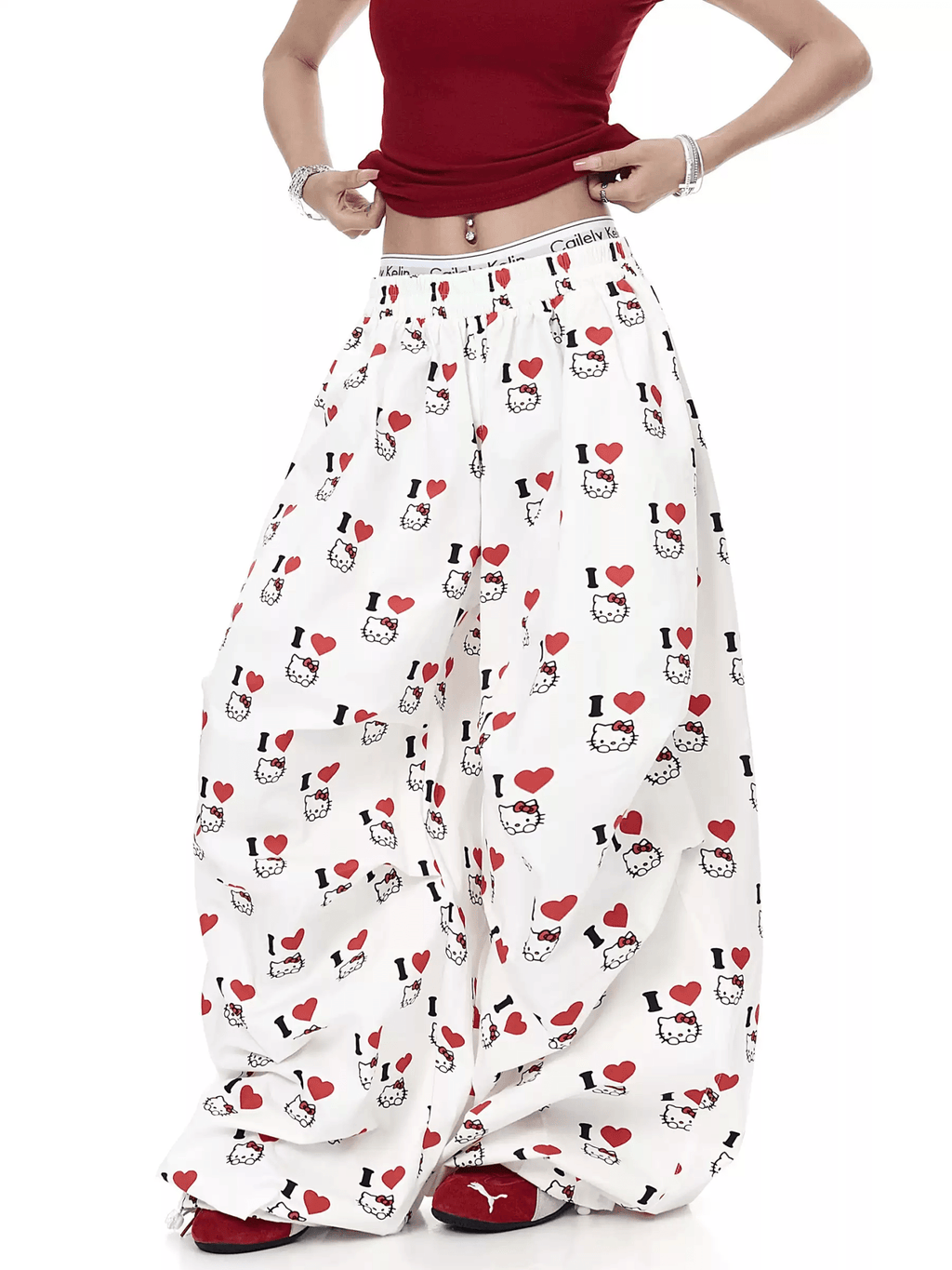 Cartoon Kitty Print Paratrooper Trousers - COPPING THREADS - CT Select