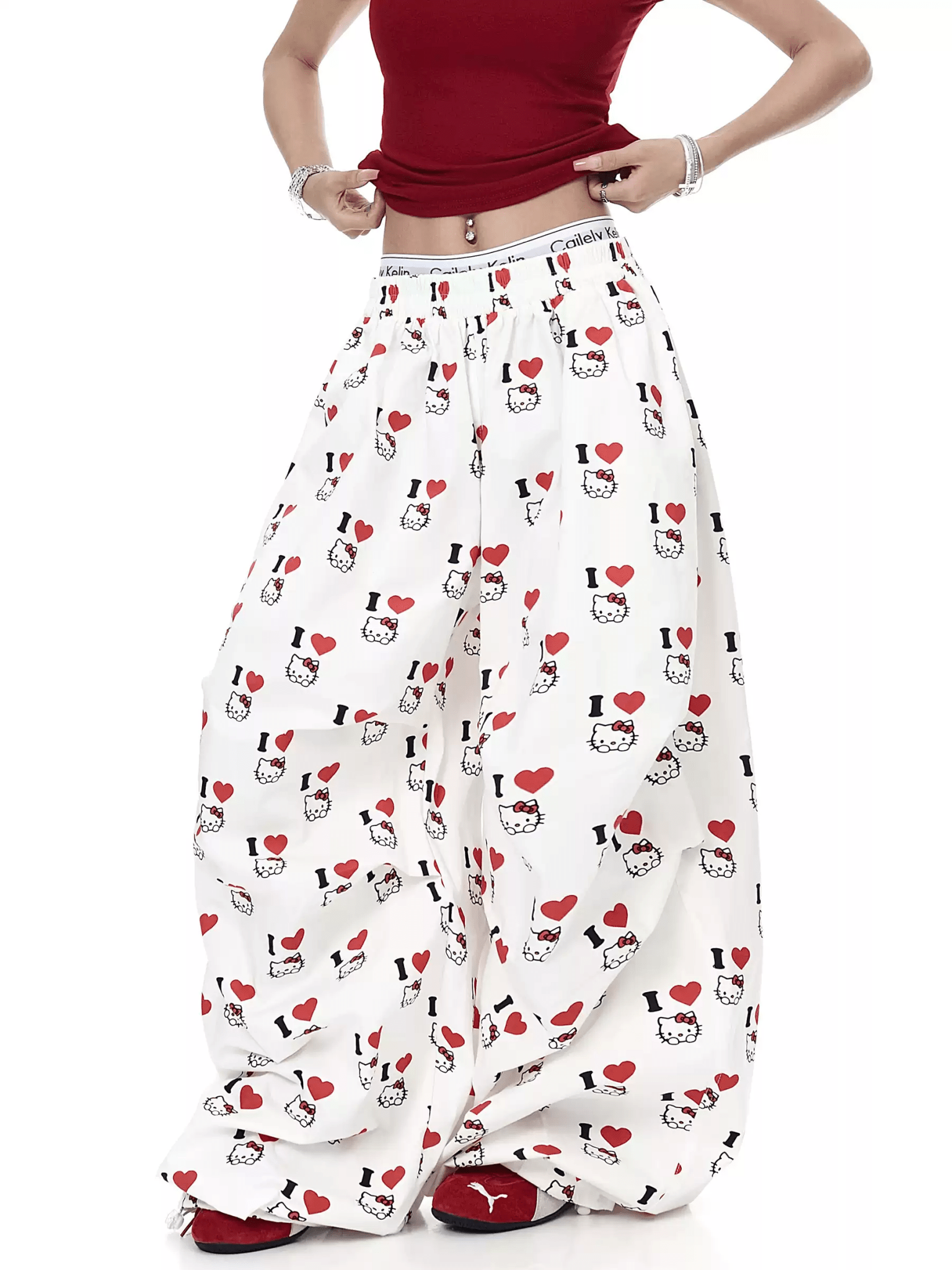 Cartoon Kitty Print Paratrooper Trousers - COPPING THREADS - CT Select