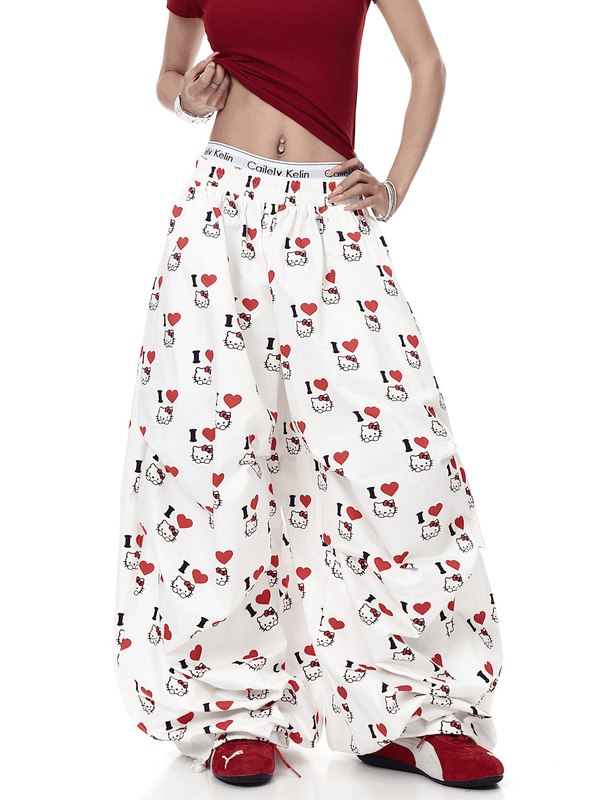 Cartoon Kitty Print Paratrooper Trousers - COPPING THREADS - CT Select