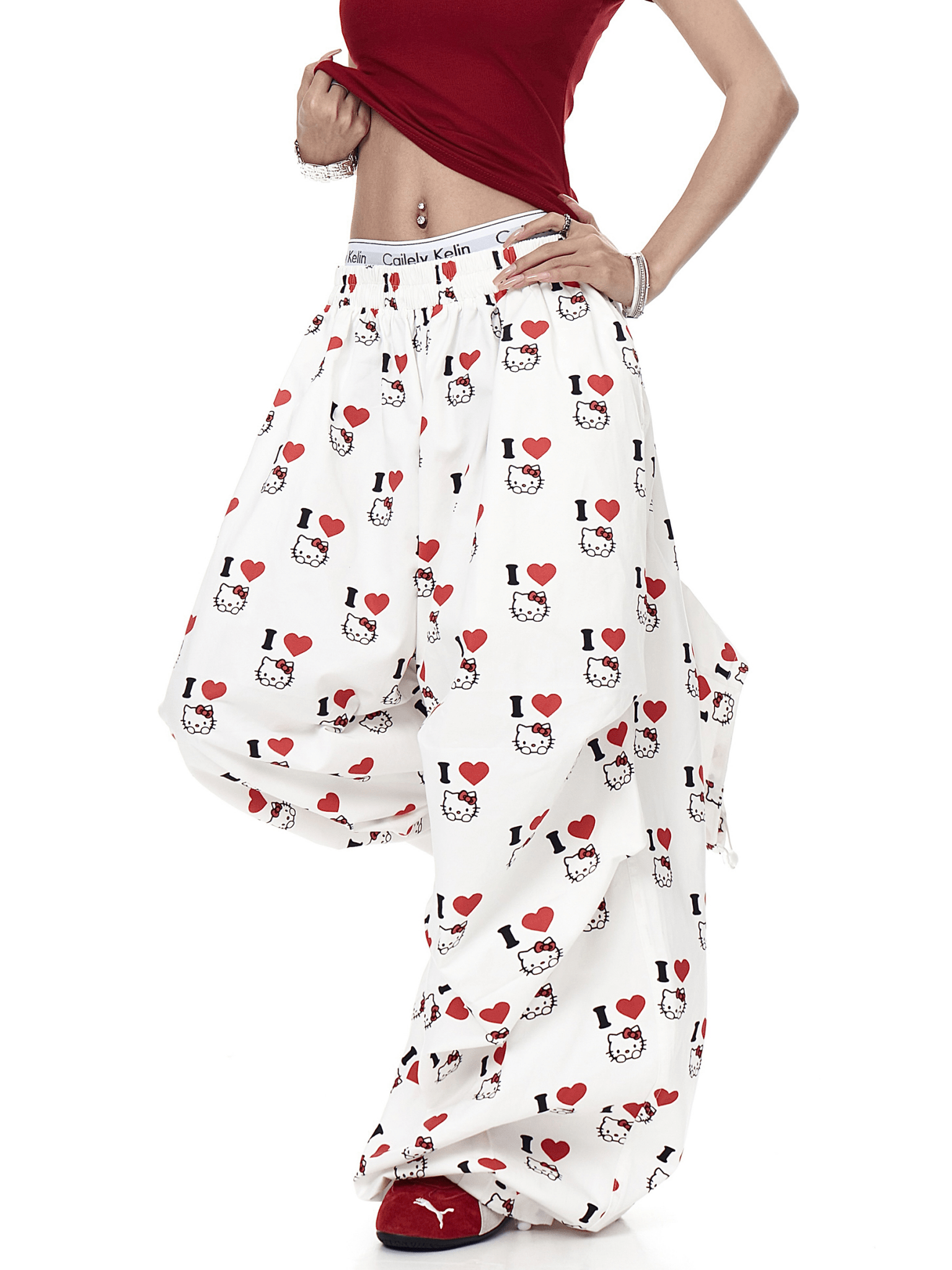 Cartoon Kitty Print Paratrooper Trousers - COPPING THREADS - CT Select