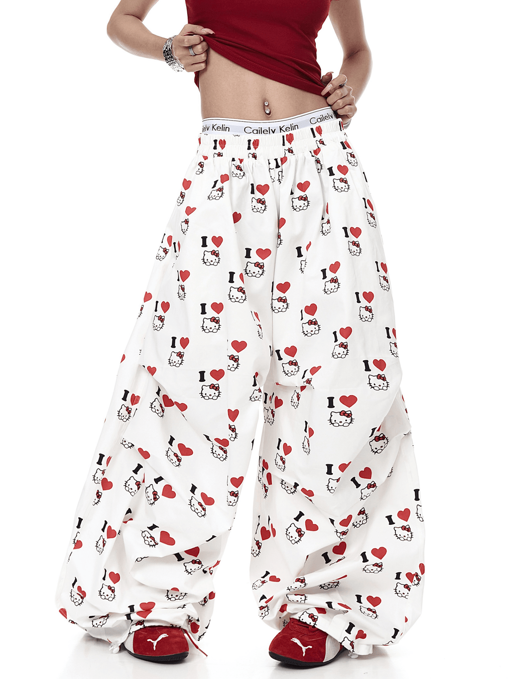 Cartoon Kitty Print Paratrooper Trousers - COPPING THREADS - CT Select
