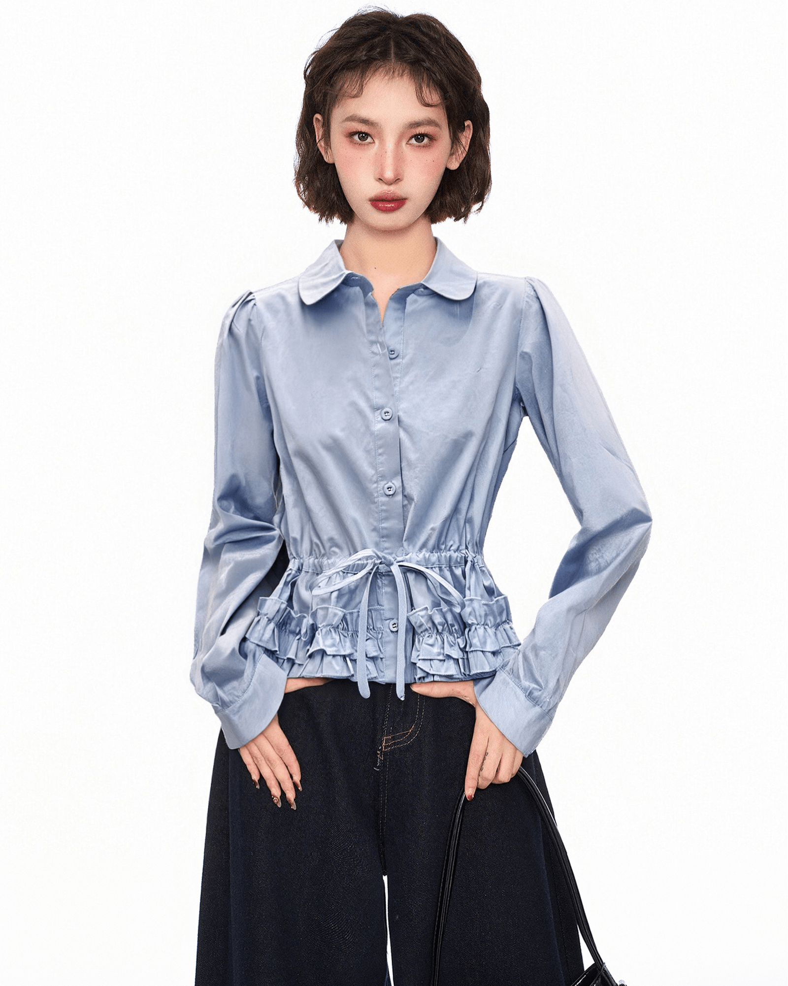 Cascading Ruffle Trim Cottagecore Blouse - COPPING THREADS - CT Select Main image