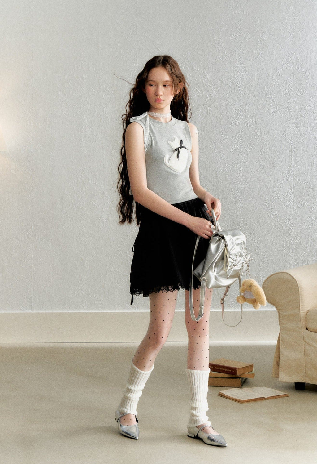 Cat Embroidered Knit Tank Top - COPPING THREADS - AYF