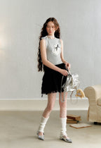 Cat Embroidered Knit Tank Top - COPPING THREADS - AYF