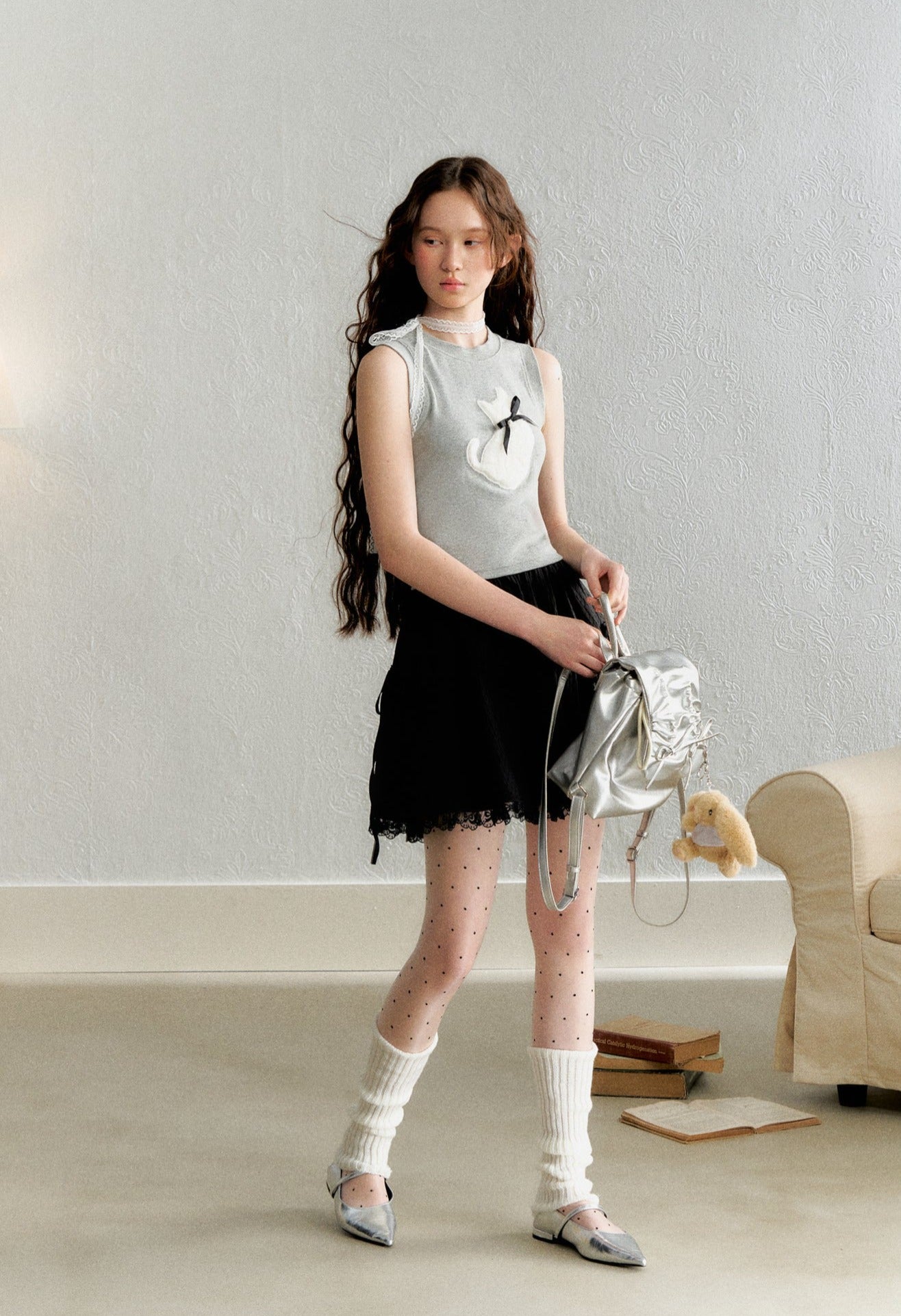 Cat Embroidered Knit Tank Top - COPPING THREADS - AYF