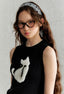 Cat Embroidered Knit Tank Top - COPPING THREADS - AYF