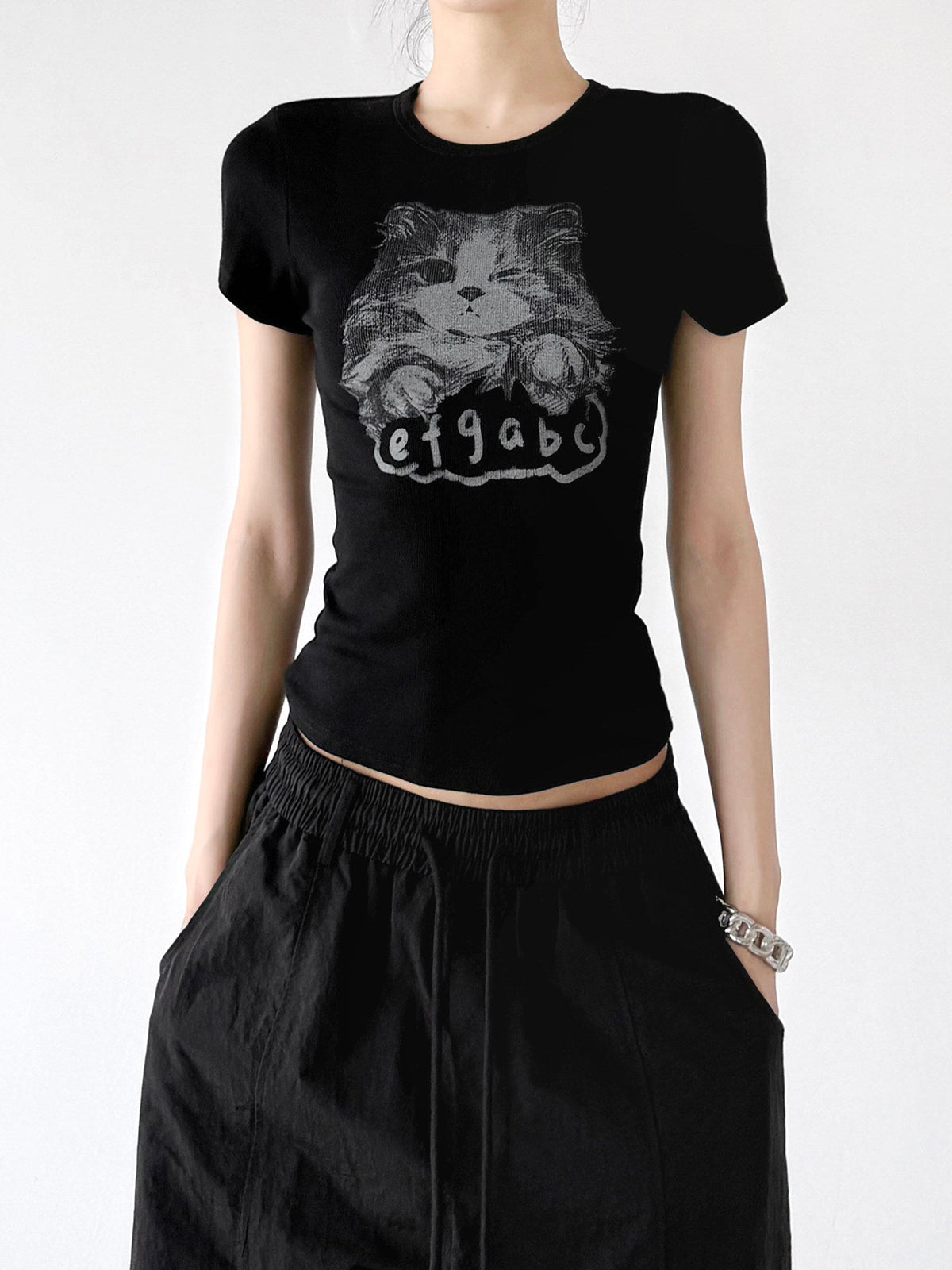Cat Print Fitted T-Shirt - CT0913 - COPPING THREADS - CT ORIGINALS