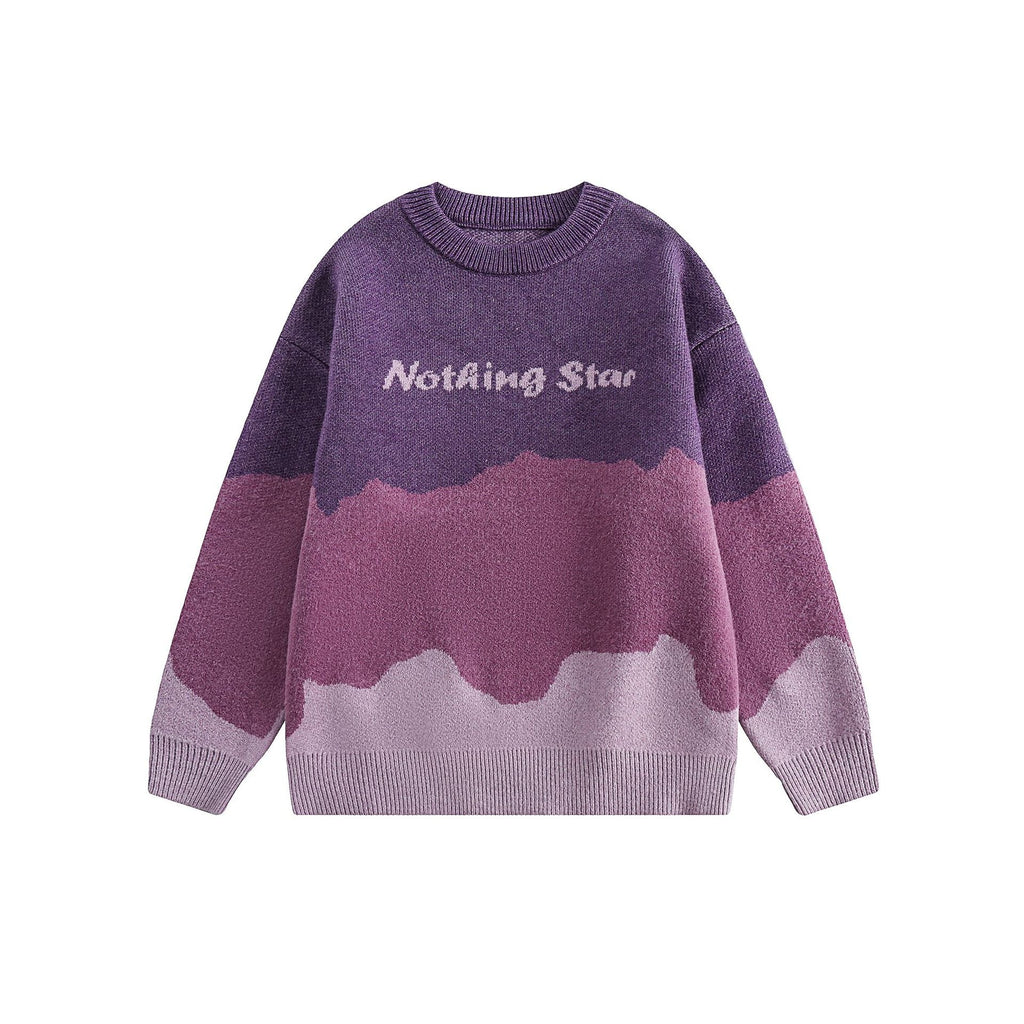 CATTEE Color Block Round Neck Knit Sweater - COPPING THREADS - CATTEE