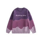 CATTEE Color Block Round Neck Knit Sweater - COPPING THREADS - CATTEE