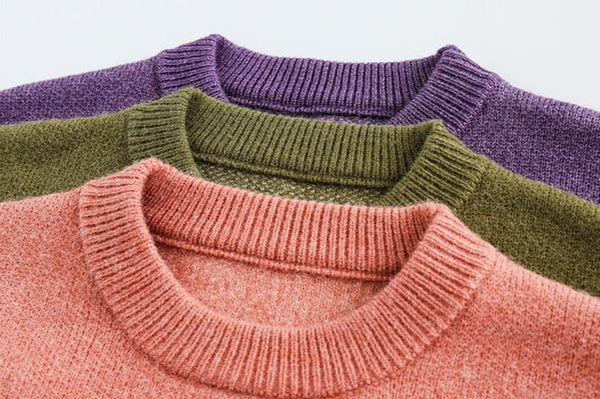 CATTEE Color Block Round Neck Knit Sweater - COPPING THREADS - CATTEE