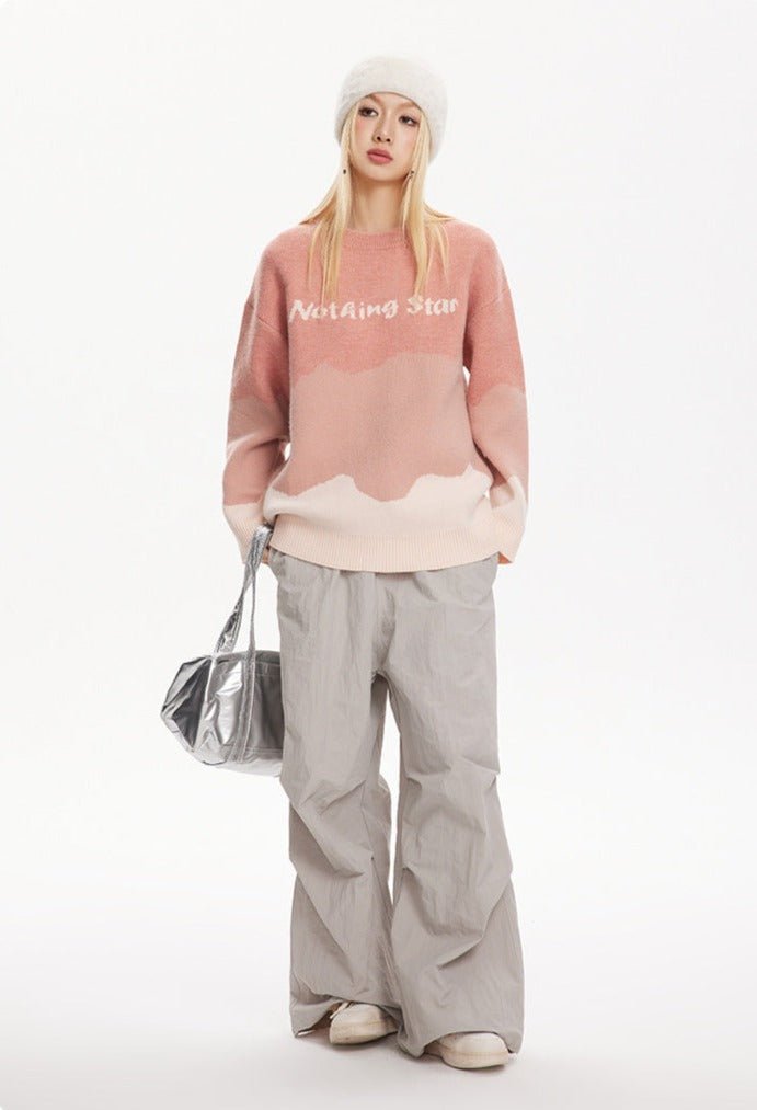 CATTEE Color Block Round Neck Knit Sweater - COPPING THREADS - CATTEE