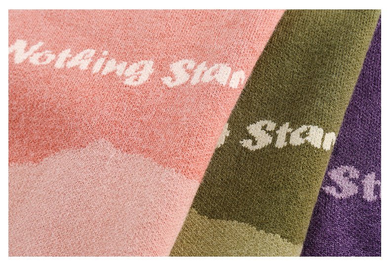 CATTEE Color Block Round Neck Knit Sweater - COPPING THREADS - CATTEE