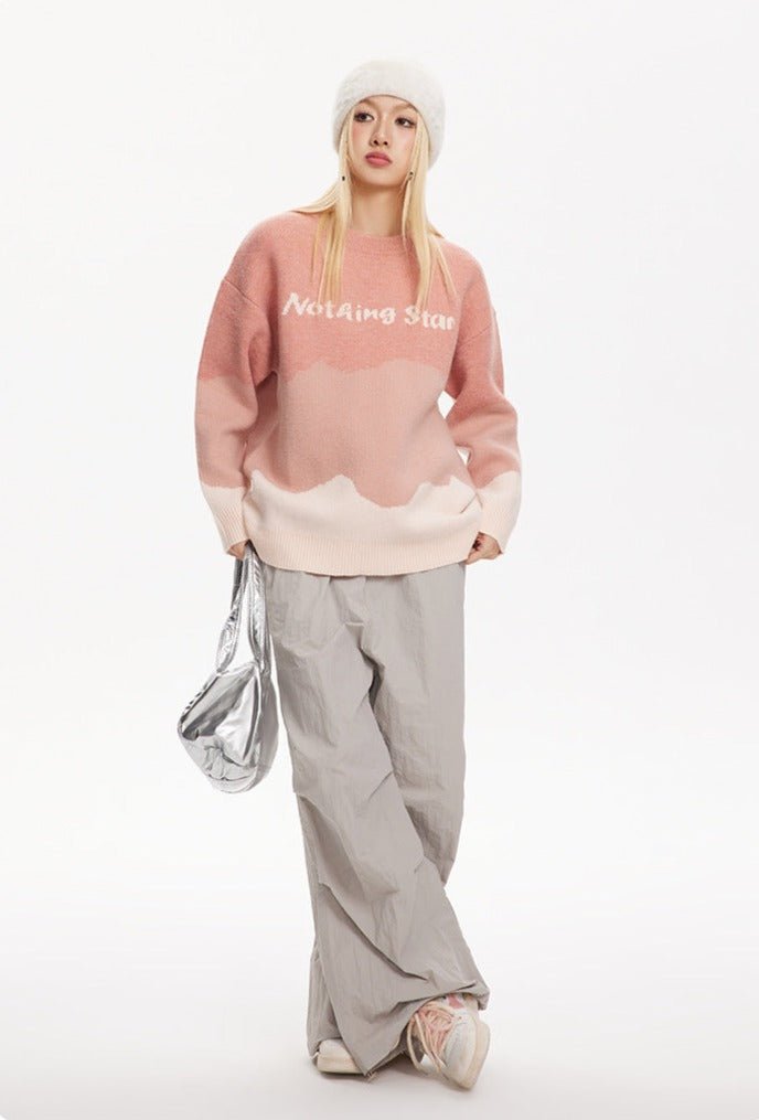 CATTEE Color Block Round Neck Knit Sweater - COPPING THREADS - CATTEE