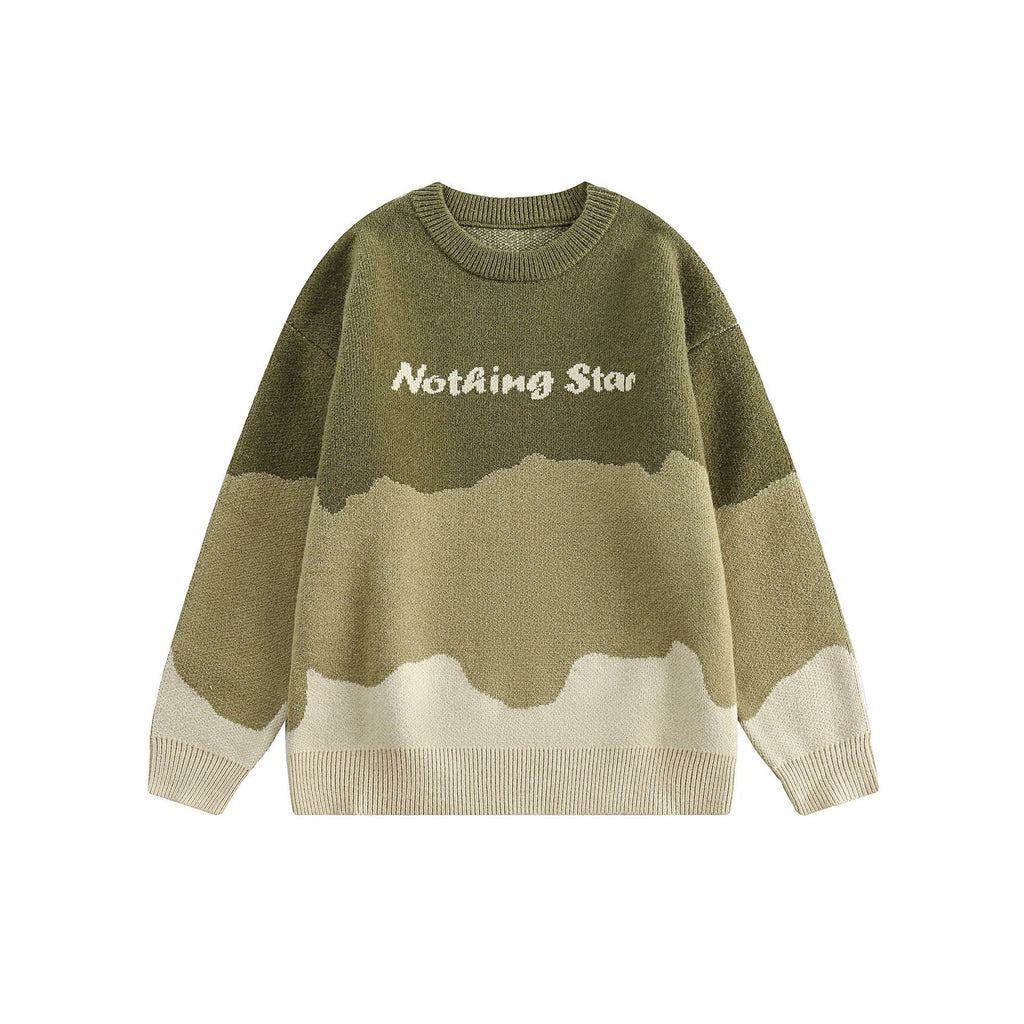 CATTEE Color Block Round Neck Knit Sweater - COPPING THREADS - CATTEE