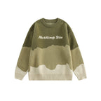 CATTEE Color Block Round Neck Knit Sweater - COPPING THREADS - CATTEE