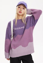 CATTEE Color Block Round Neck Knit Sweater - COPPING THREADS - CATTEE
