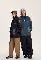 CATTEE Distressed Stand Collar Denim Jacket - COPPING THREADS - CATTEE