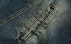 CATTEE Distressed Stand Collar Denim Jacket - COPPING THREADS - CATTEE