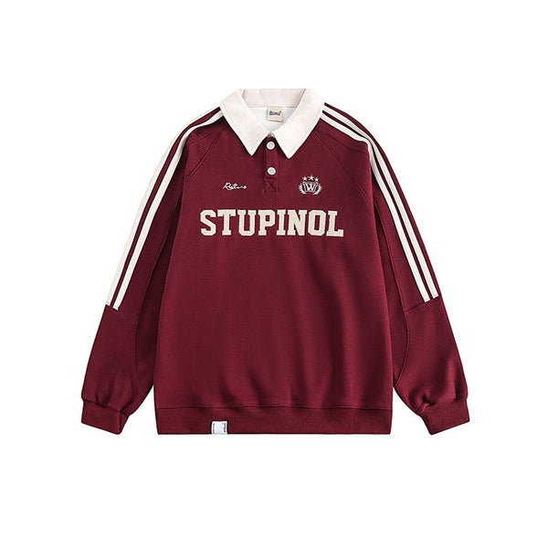 CATTEE Embroidered Letter Polo Sweatshirt - COPPING THREADS - CATTEE