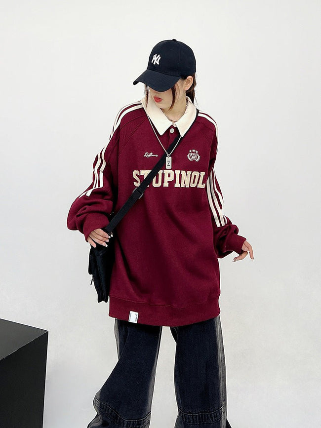 CATTEE Embroidered Letter Polo Sweatshirt - COPPING THREADS - CATTEE Hover Image