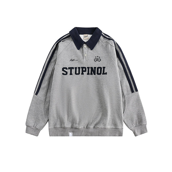 CATTEE Embroidered Letter Polo Sweatshirt - COPPING THREADS - CATTEE