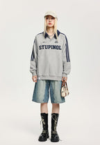 CATTEE Embroidered Letter Polo Sweatshirt - COPPING THREADS - CATTEE