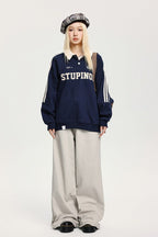 CATTEE Embroidered Letter Polo Sweatshirt - COPPING THREADS - CATTEE