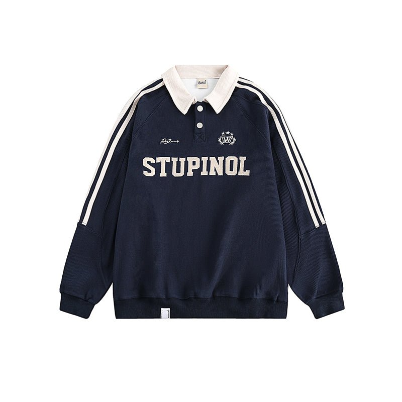 CATTEE Embroidered Letter Polo Sweatshirt - COPPING THREADS - CATTEE