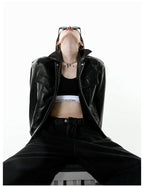 CATTEE Faux Leather Lapel Jacket - COPPING THREADS - CATTEE