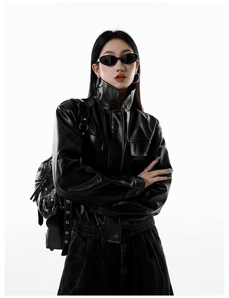 CATTEE Faux Leather Lapel Jacket - COPPING THREADS - CATTEE