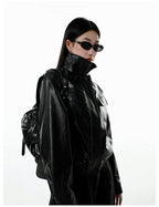 CATTEE Faux Leather Lapel Jacket - COPPING THREADS - CATTEE