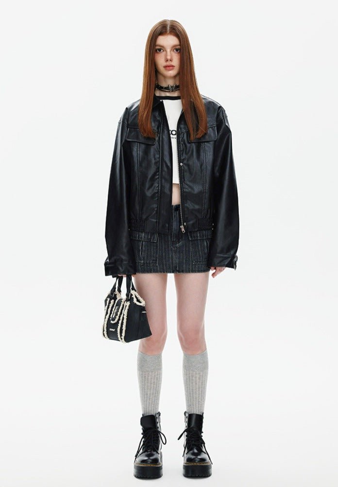 CATTEE Faux Leather Lapel Jacket - COPPING THREADS - CATTEE