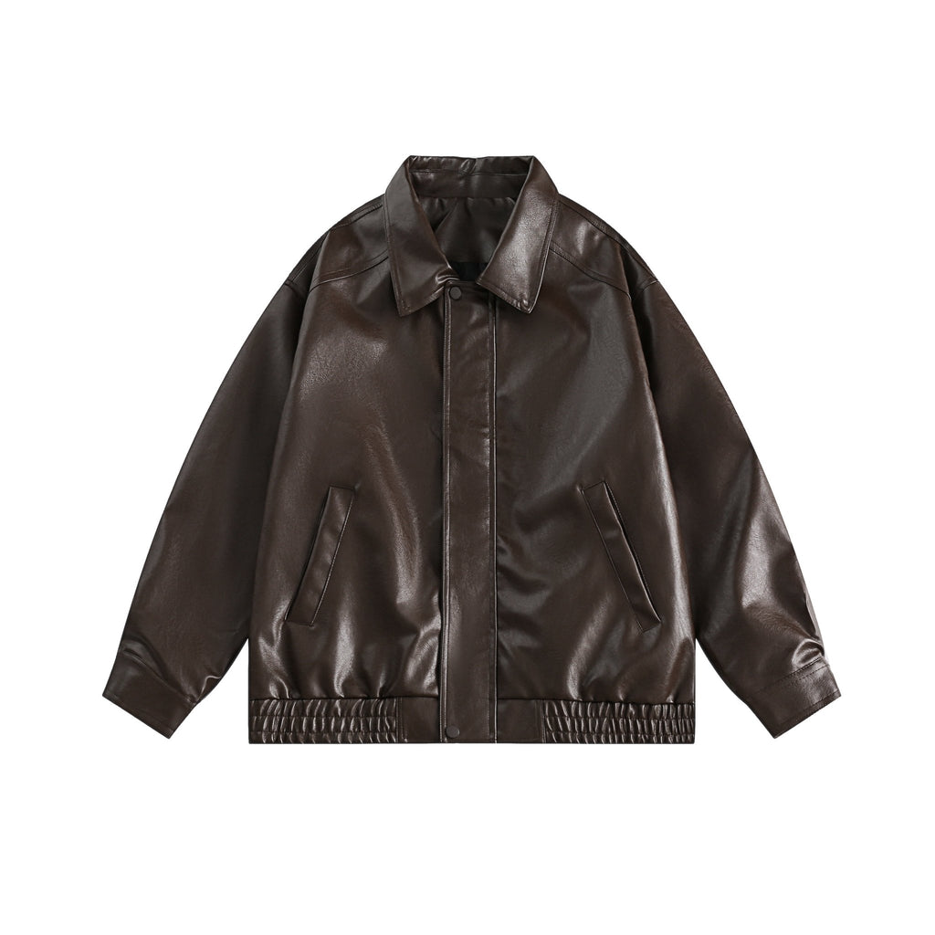 CATTEE Retro motorcycle Lapel Leather Jacket - COPPING THREADS - CATTEE