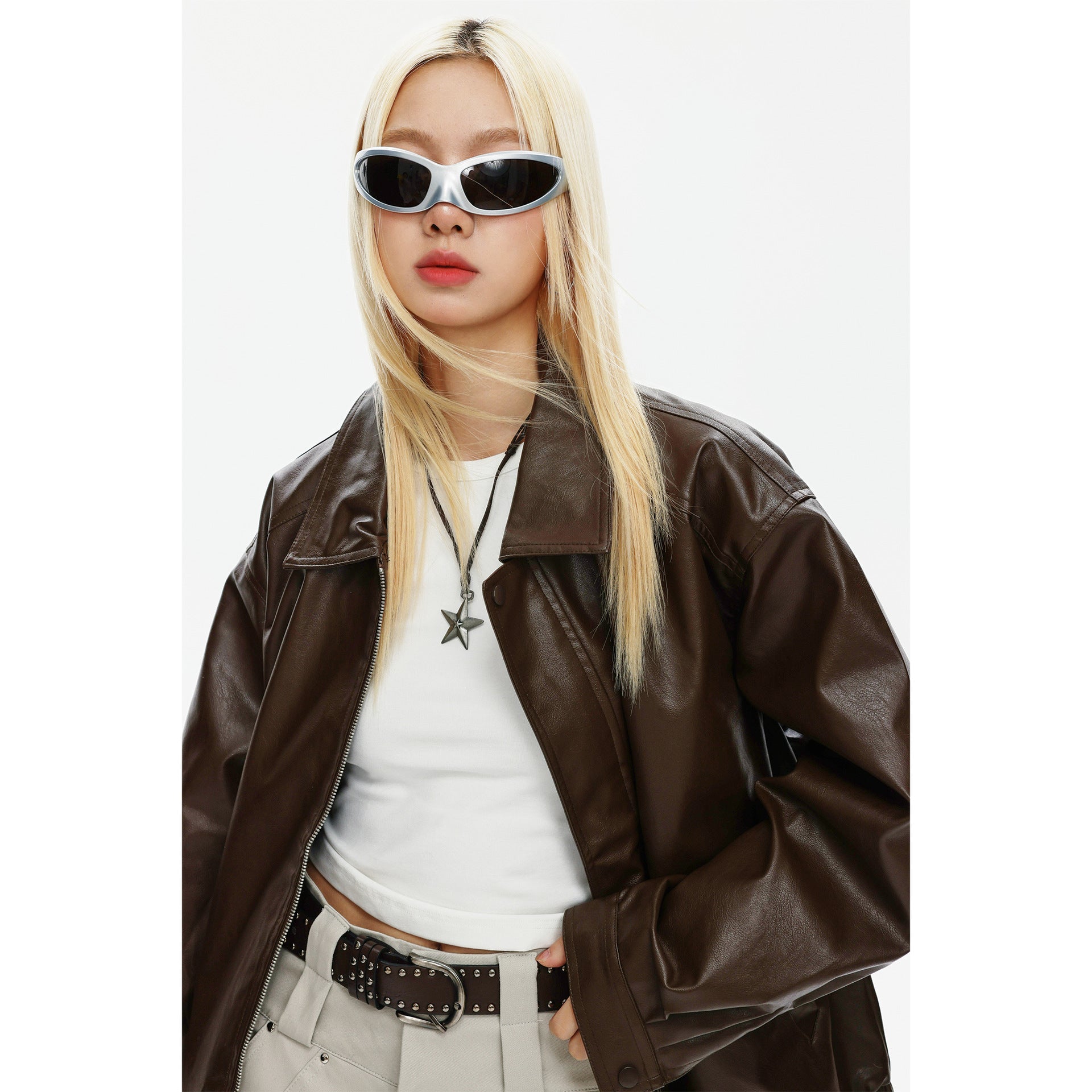 CATTEE Retro motorcycle Lapel Leather Jacket - COPPING THREADS - CATTEE