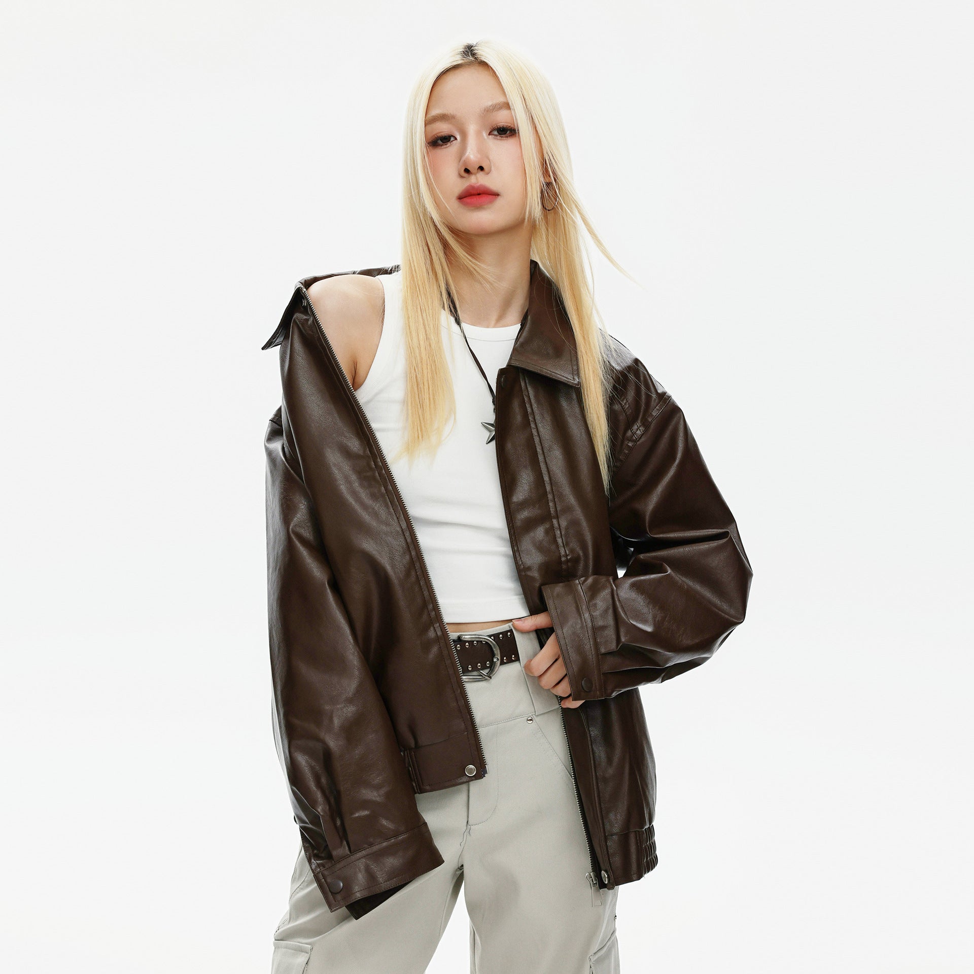 CATTEE Retro motorcycle Lapel Leather Jacket - COPPING THREADS - CATTEE