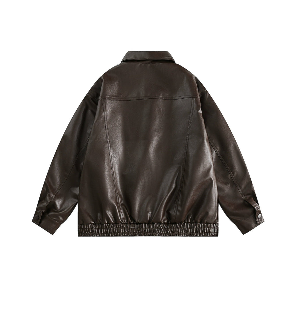 CATTEE Retro motorcycle Lapel Leather Jacket - COPPING THREADS - CATTEE