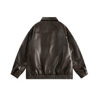CATTEE Retro motorcycle Lapel Leather Jacket - COPPING THREADS - CATTEE