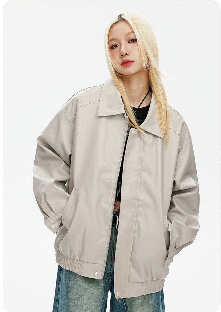 CATTEE Retro motorcycle Lapel Leather Jacket - COPPING THREADS - CATTEE