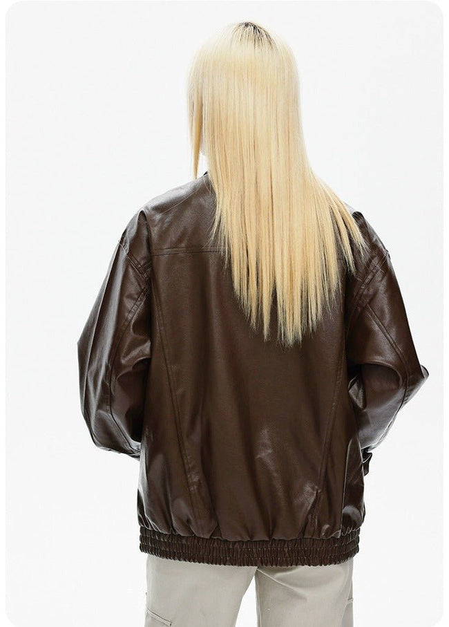 CATTEE Retro motorcycle Lapel Leather Jacket Main Image